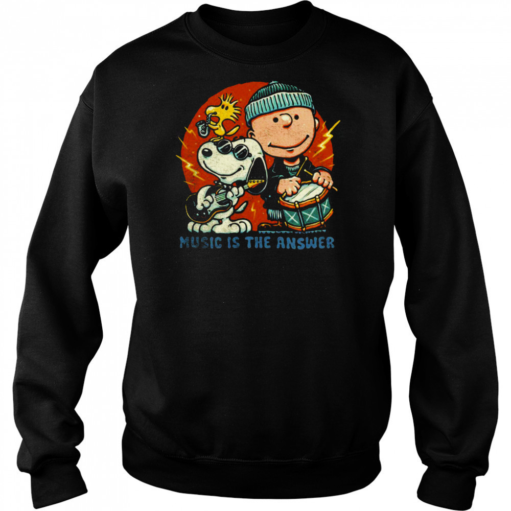 Woodstock Snoopy and Charlie Brown music is the answer shirt Hoodie