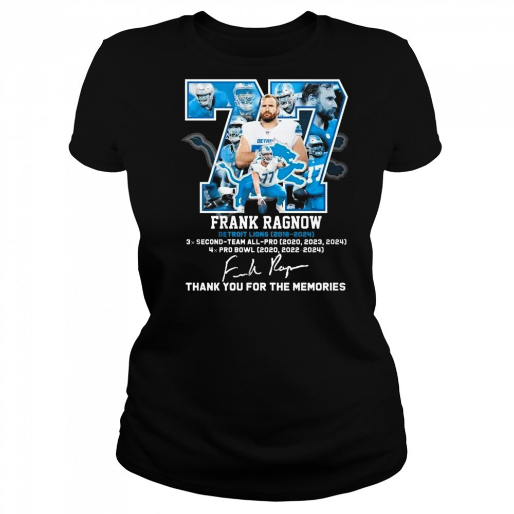 77 Frank Ragnow Detroit Lions Team Thank You For Memories 2025 Signature Shirt Women's T-shirt