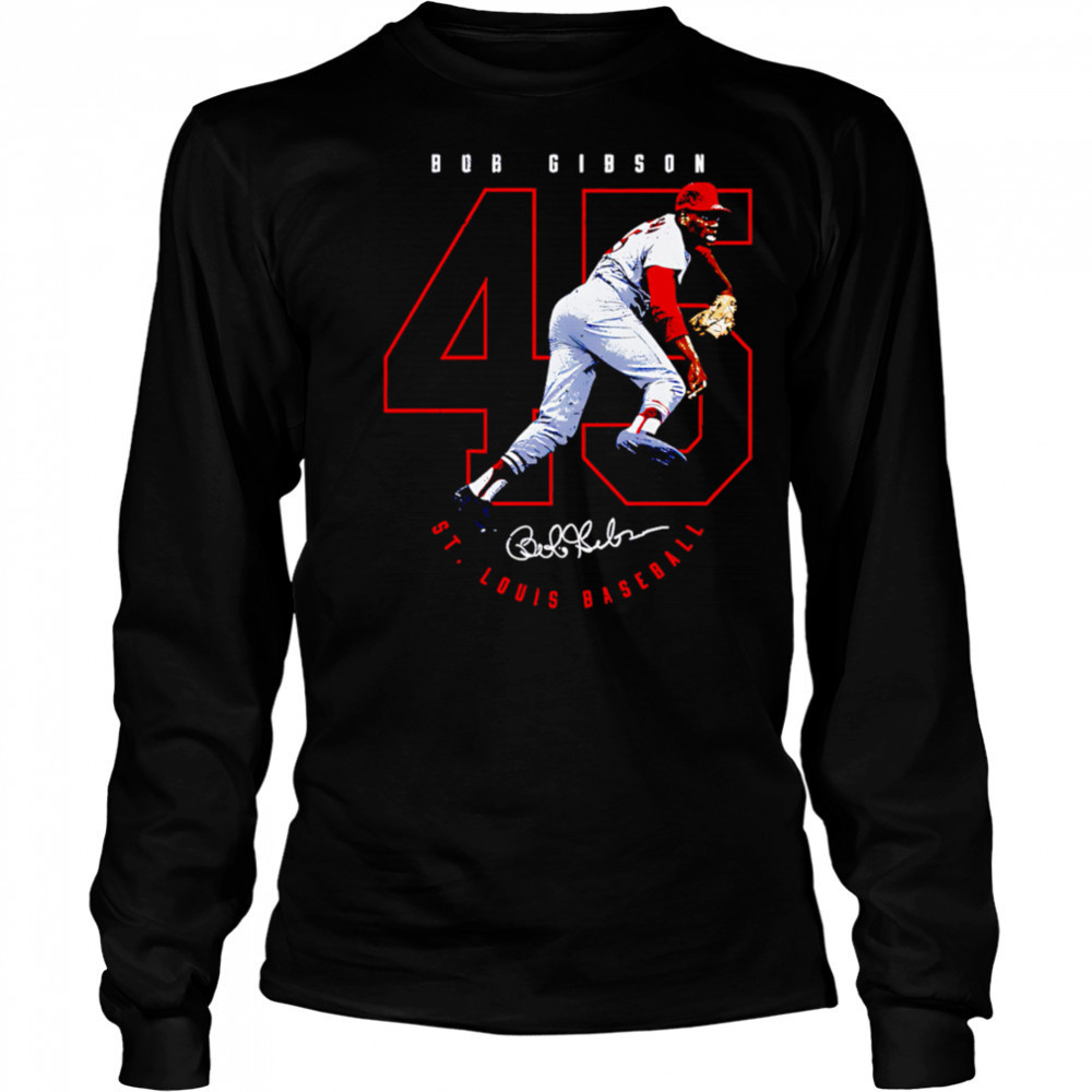 Bob Gibson St. Louis Number Outline shirt Long Sleeved