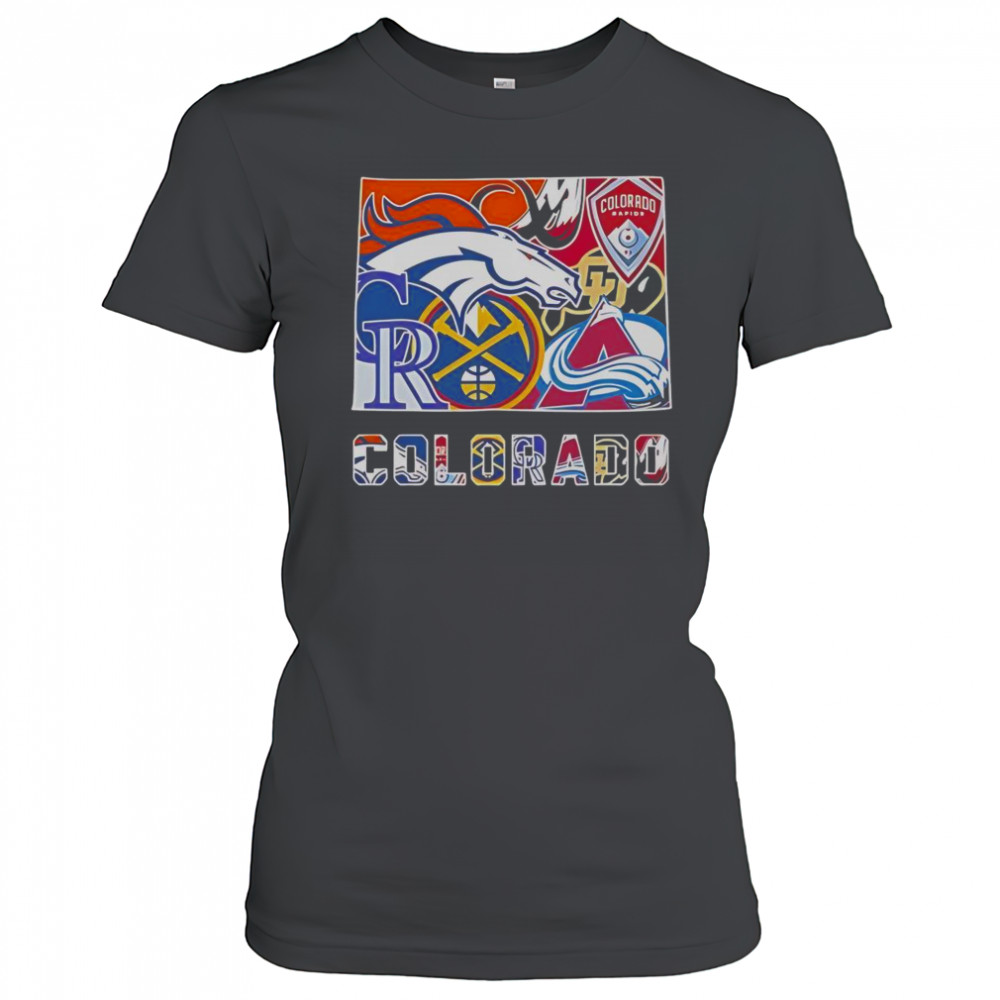 Colorado Sports Team Broncos Rapids Rockies Nuggets Buffaloes And Avalanche Logos T-Shirt Women's T-shirt