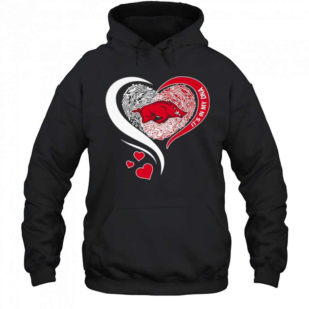Fingerprint heart it’s in my DNA Arkansas Razorbacks shirt Hoodie