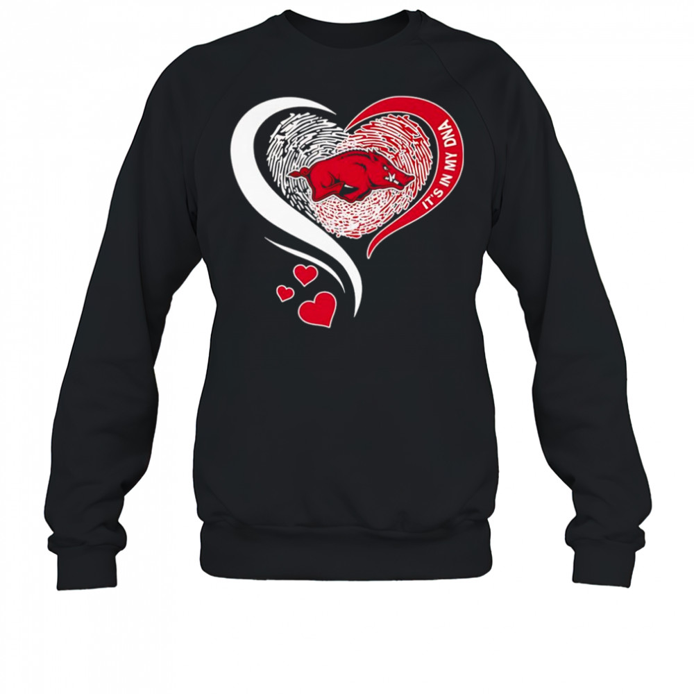 Fingerprint heart it’s in my DNA Arkansas Razorbacks shirt Sweatshirt