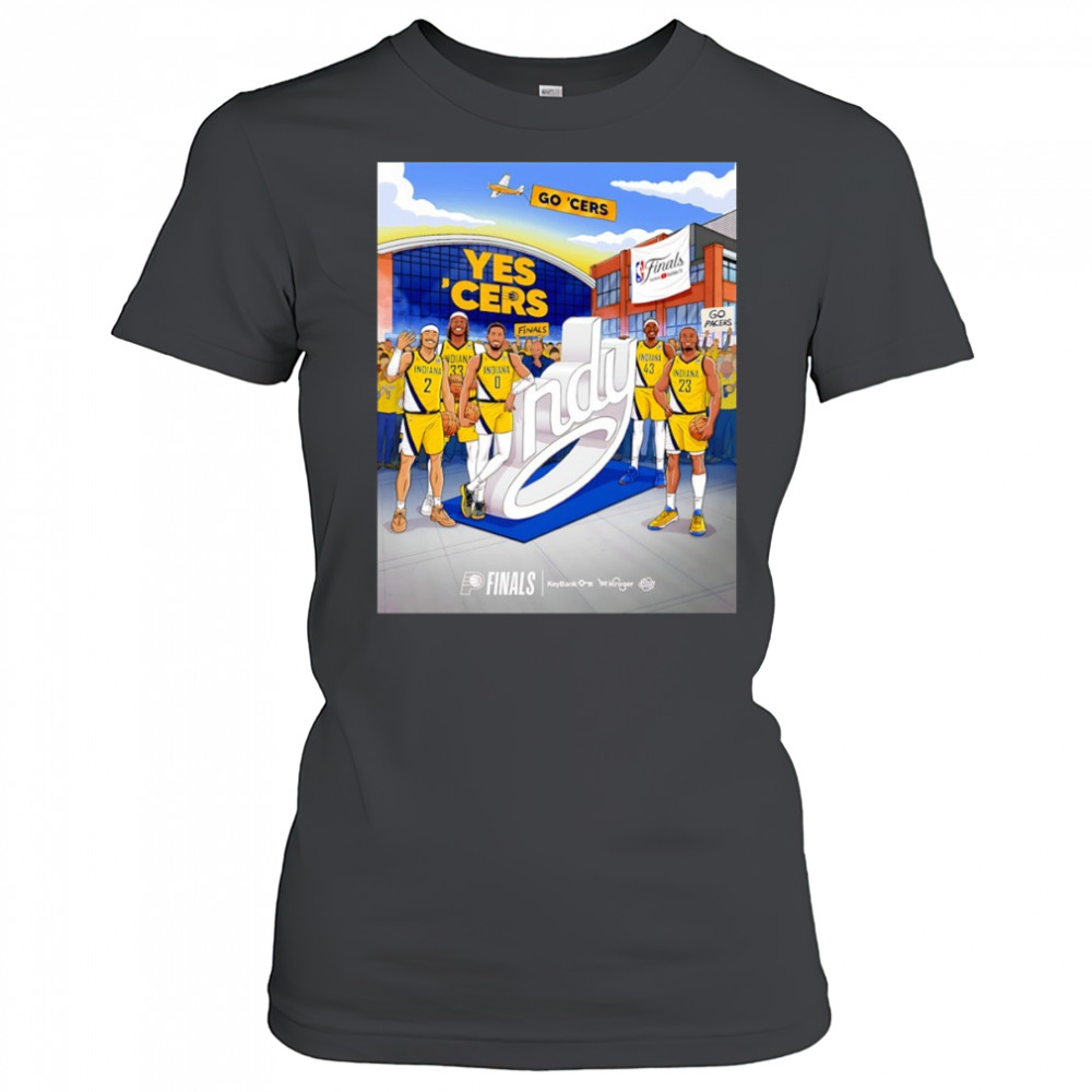 Indiana Pacers Yes ‘Cers Indy NBA Finals Basketball cartoon shirt Women's T-shirt