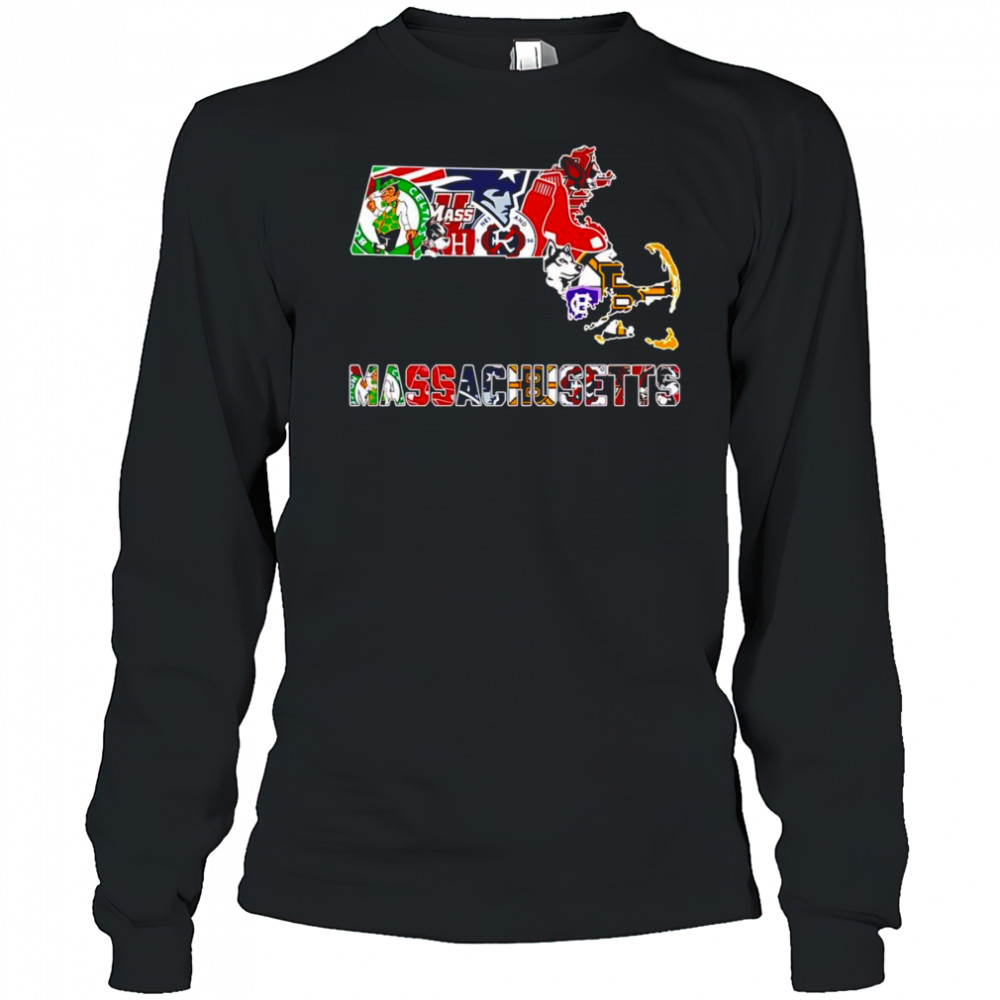 Massachusetts sports map shirt Long Sleeved