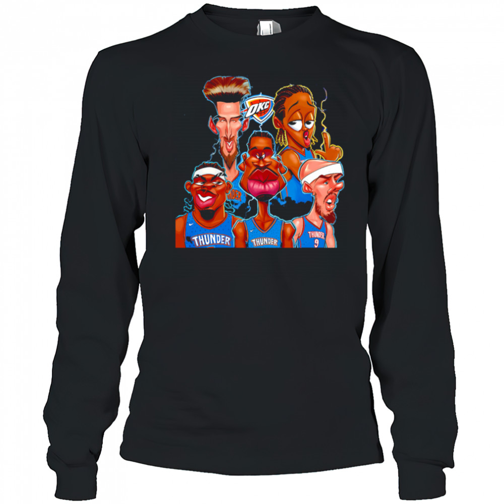 Nba Finals Okc Thunder team players caricature cartoon shirt Long Sleeved
