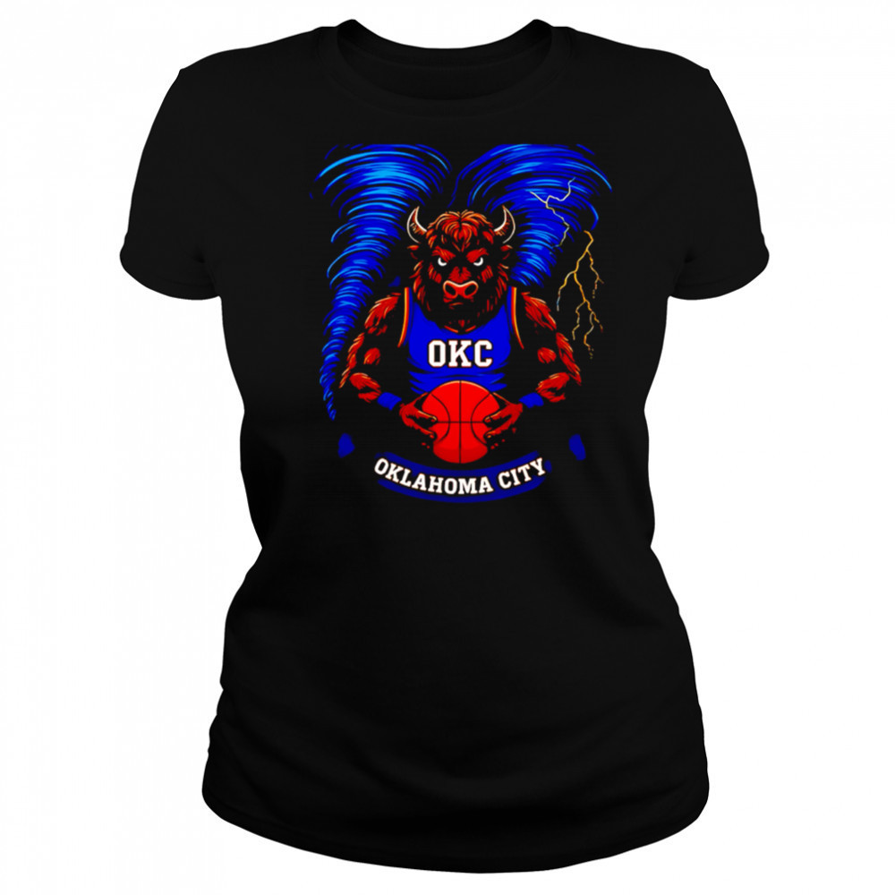 Okc Oklahoma city bull mascot blue storm shirt Women's T-shirt