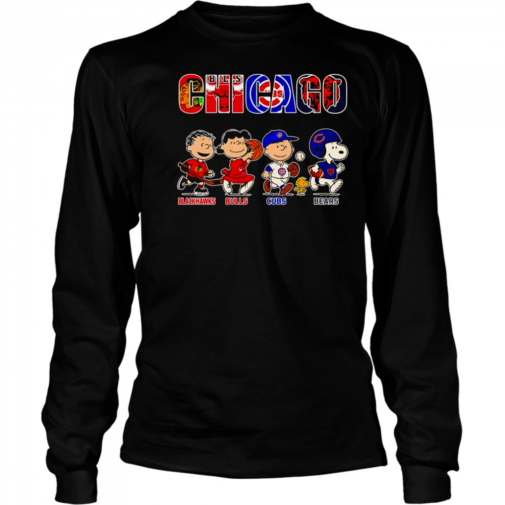 Peanuts Chicago Blackhawks Bulls Cubs Bears shirt Long Sleeved