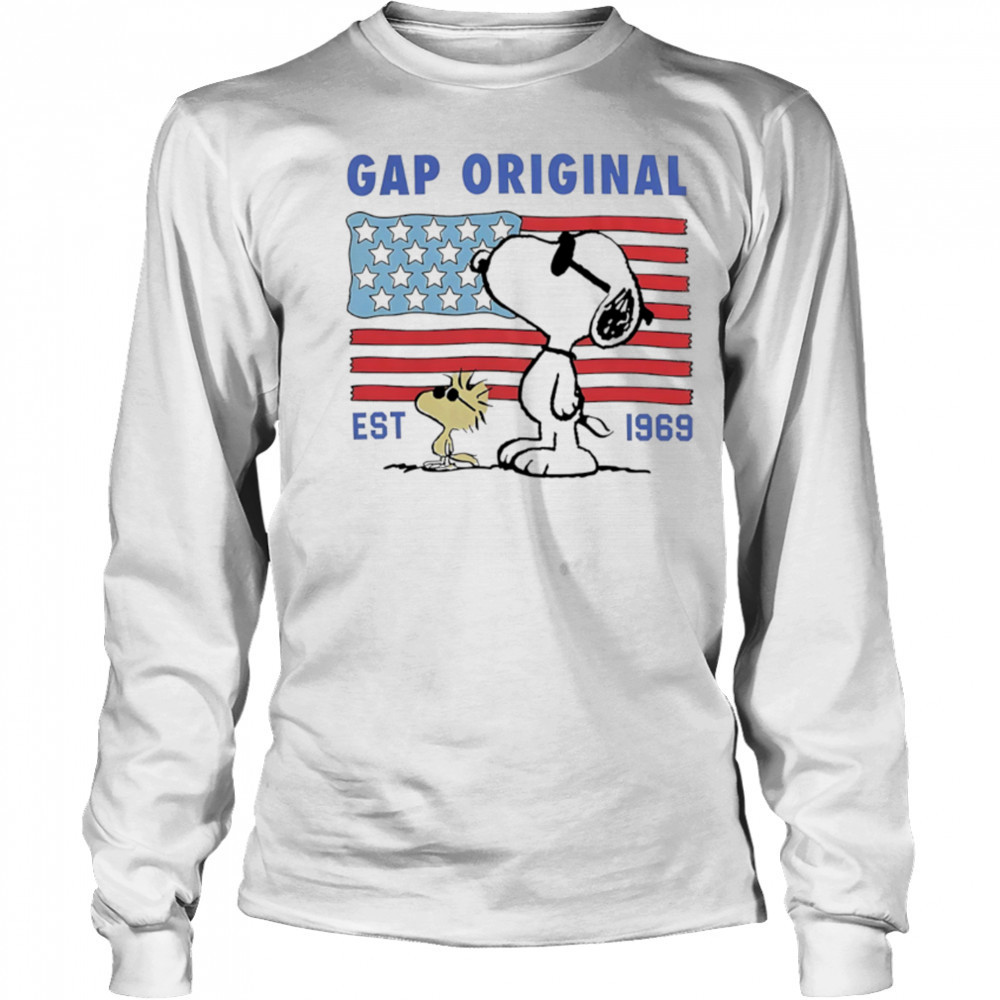 Peanuts Gap Original est 1969 American flag shirt Long Sleeved