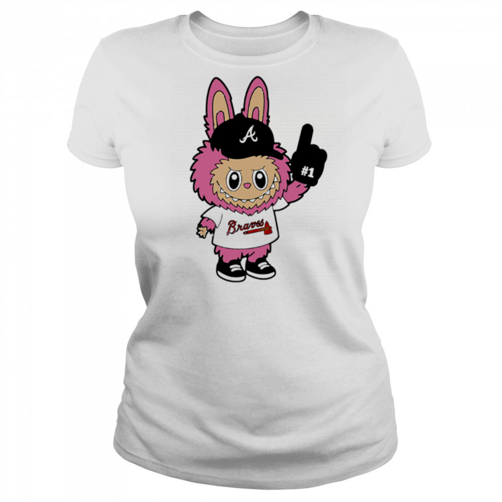 Pink Labubu Atlanta Braves Labubu MLB Baseball shirt Women's T-shirt