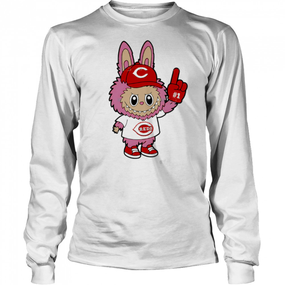 Pink Labubu Cincinnati Reds Labubu MLB Baseball shirt Long Sleeved