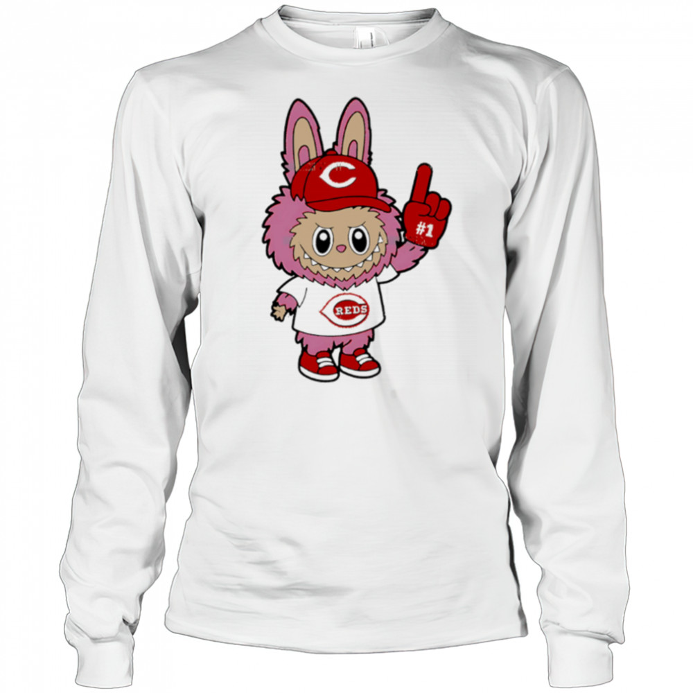 Pink Labubu Cincinnati Reds Labubu MLB Baseball shirt Long Sleeved