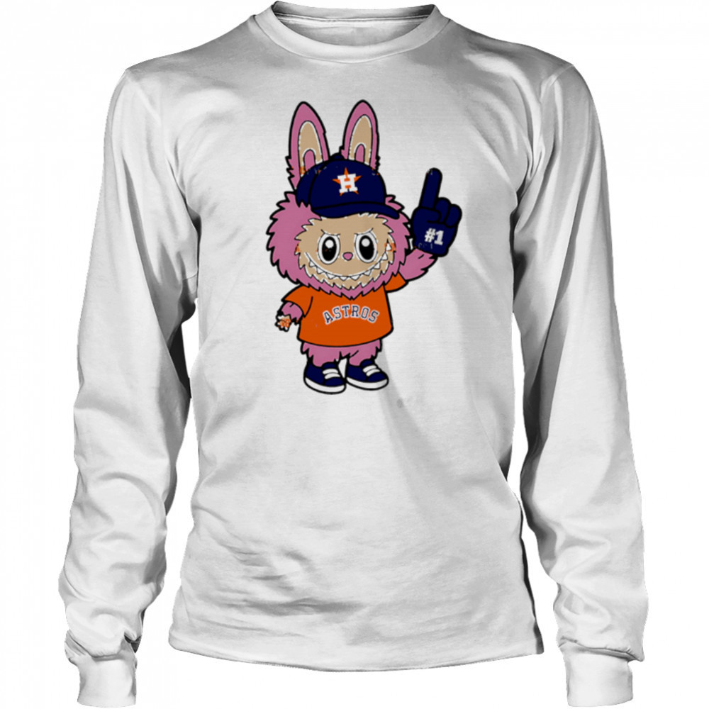 Pink Labubu Houston Astros Labubu MLB Baseball shirt Long Sleeved