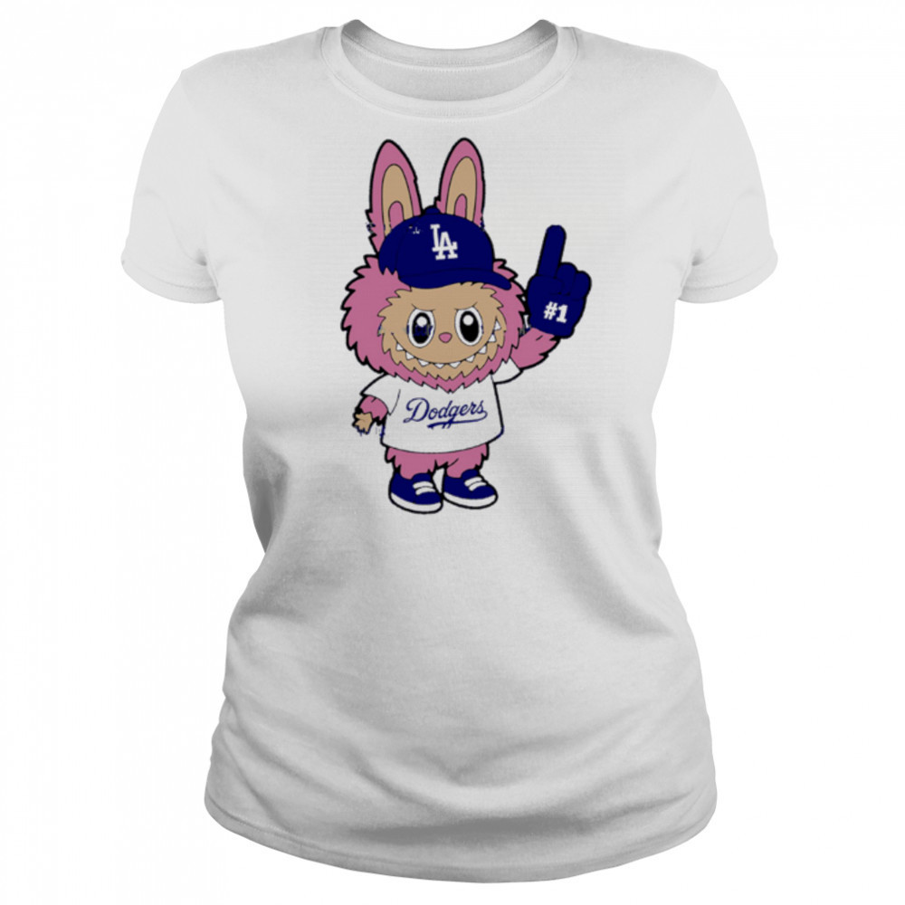 Pink Labubu Los Angeles Dodgers Labubu MLB Baseball shirt Women's T-shirt