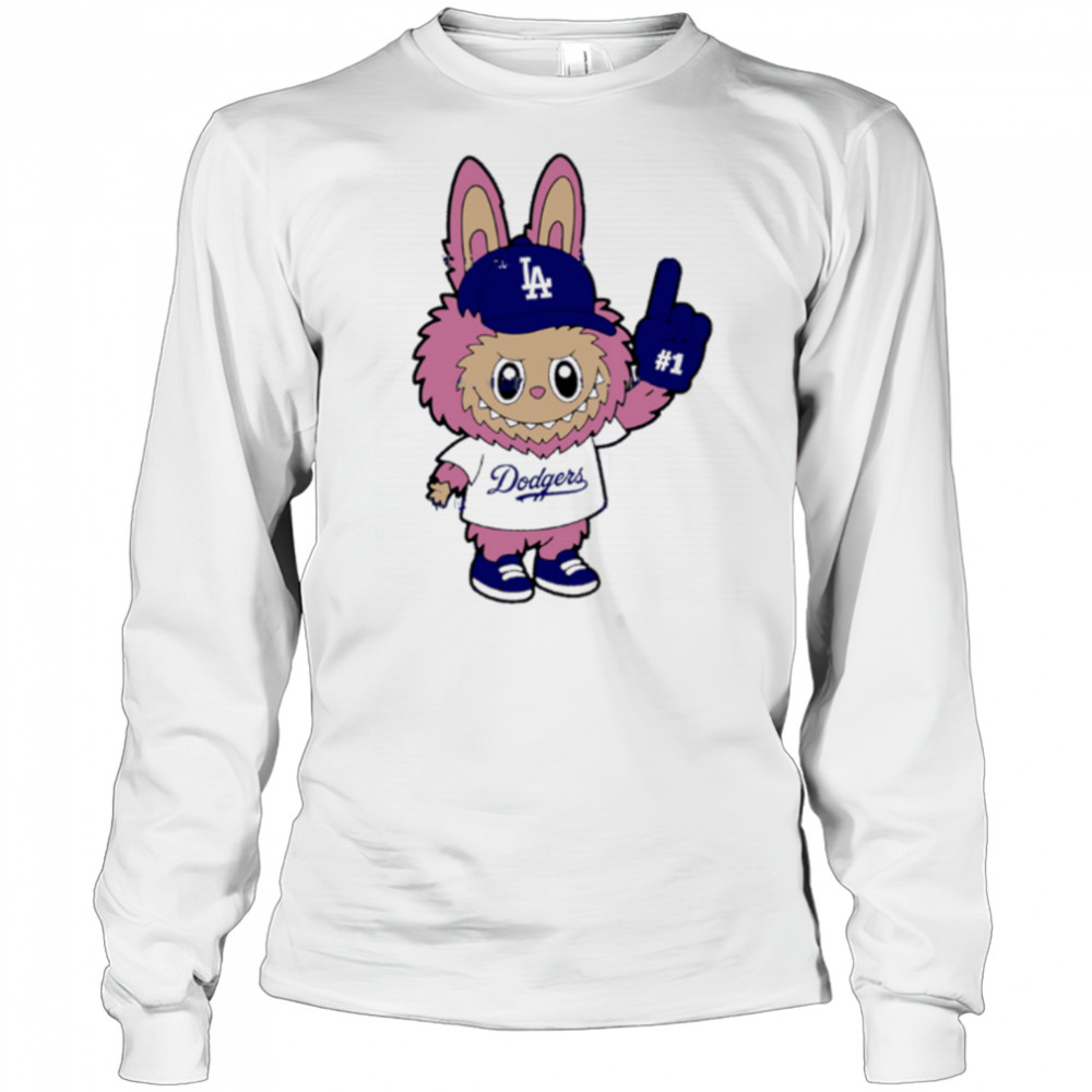 Pink Labubu Los Angeles Dodgers Labubu MLB Baseball shirt Long Sleeved