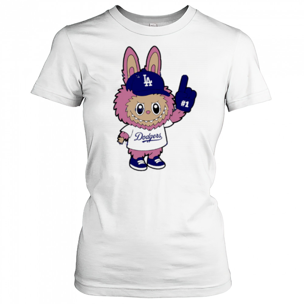 Pink Labubu Los Angeles Dodgers Labubu MLB Baseball shirt Women's T-shirt