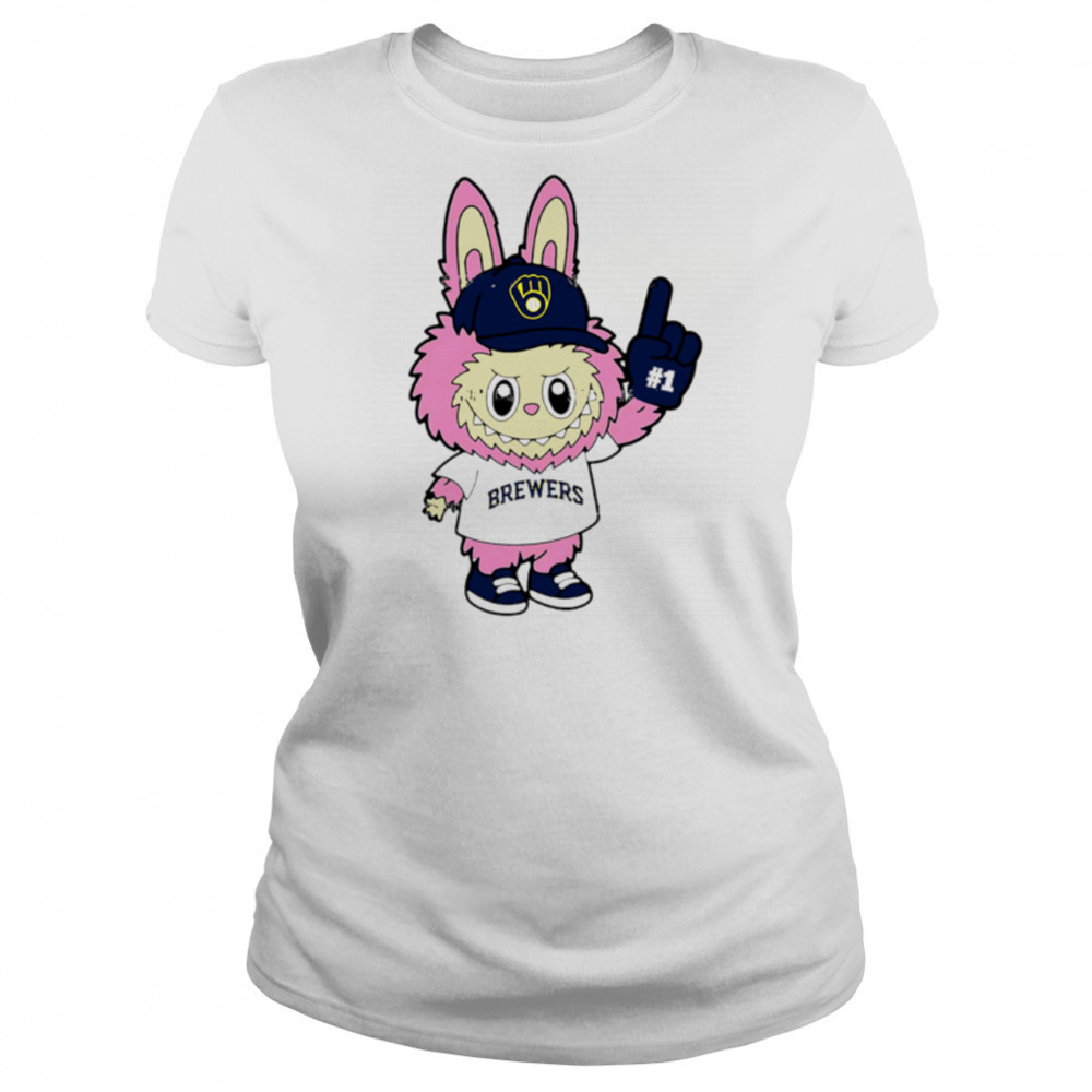 Pink Labubu Milwaukee Brewers Labubu MLB Baseball shirt Women's T-shirt
