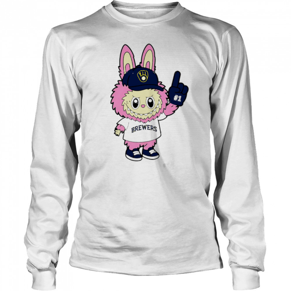 Pink Labubu Milwaukee Brewers Labubu MLB Baseball shirt Long Sleeved