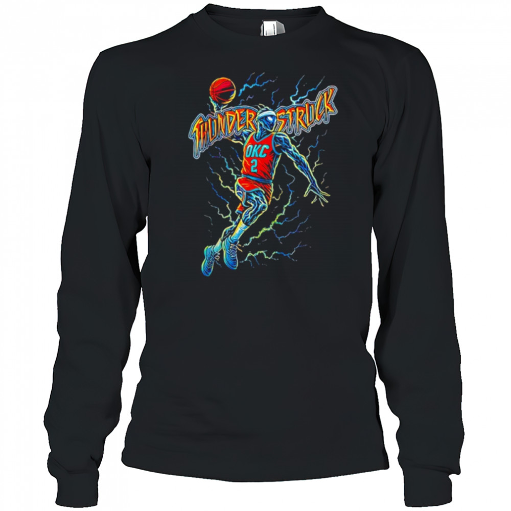 Thunderstruck OKC Basketball SGA skeleton lightning shirt Long Sleeved