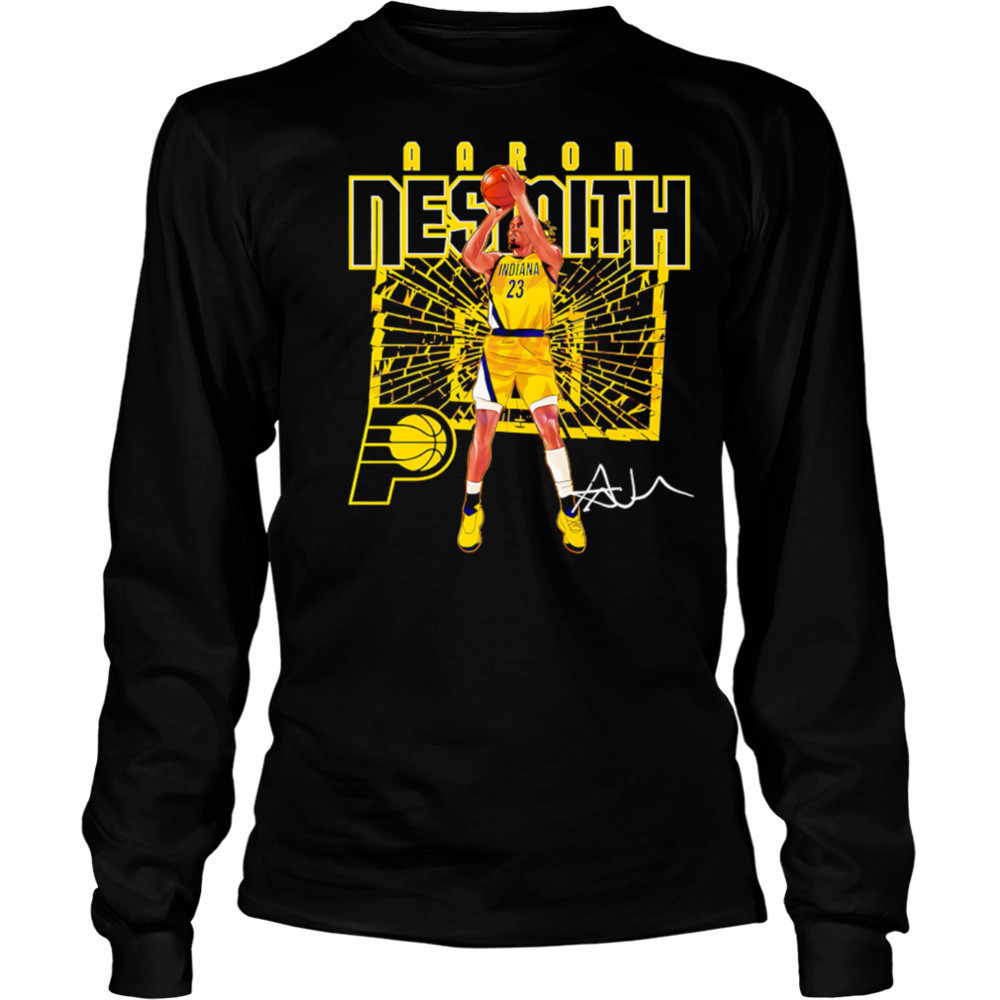 Aaron Nesmith Indiana Pacers Shattered Court Basketball shirt Long Sleeved