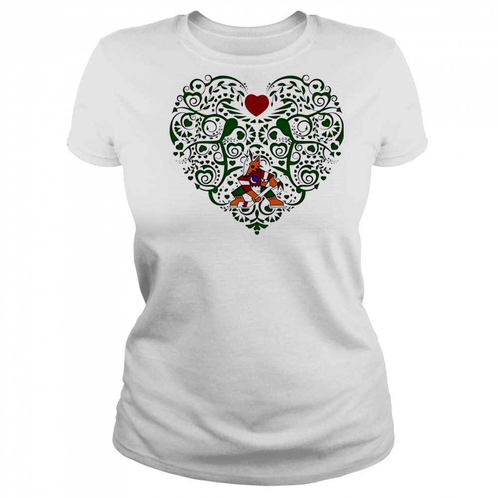 Arizona Coyotes Floral Pattern Heart logo shirt Women's T-shirt