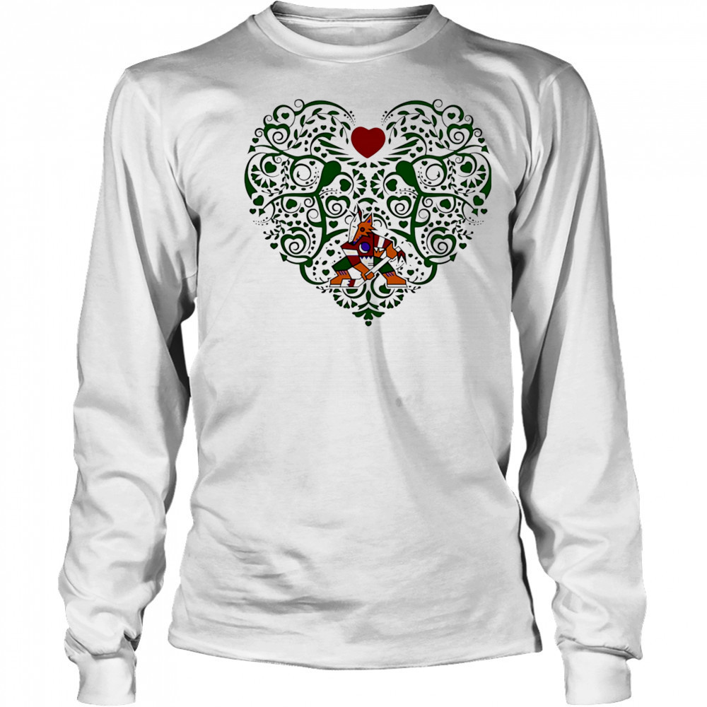 Arizona Coyotes Floral Pattern Heart logo shirt Long Sleeved