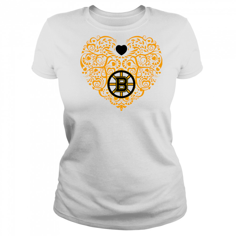 Boston Bruins Heart Floral Pattern logo shirt Women's T-shirt