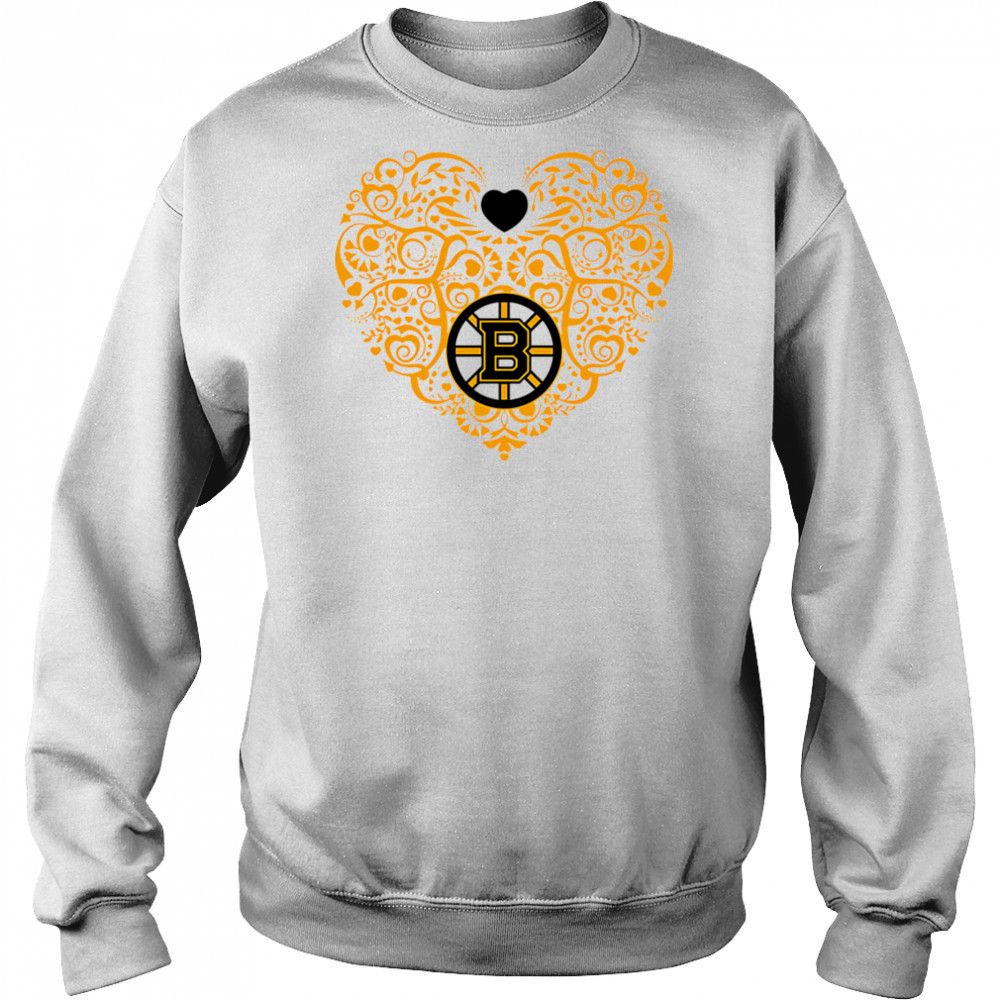 Boston Bruins Heart Floral Pattern logo shirt Hoodie