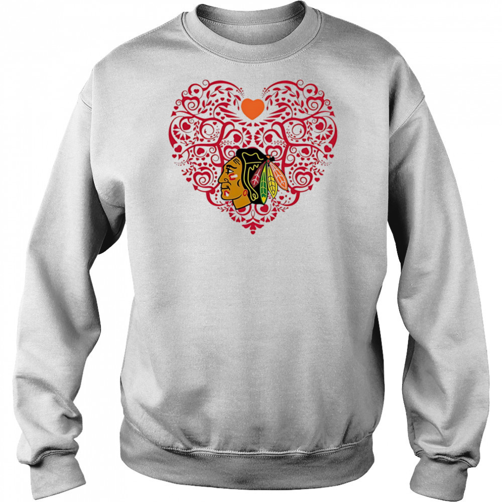 Chicago Blackhawks Floral Pattern Heart logo shirt Hoodie