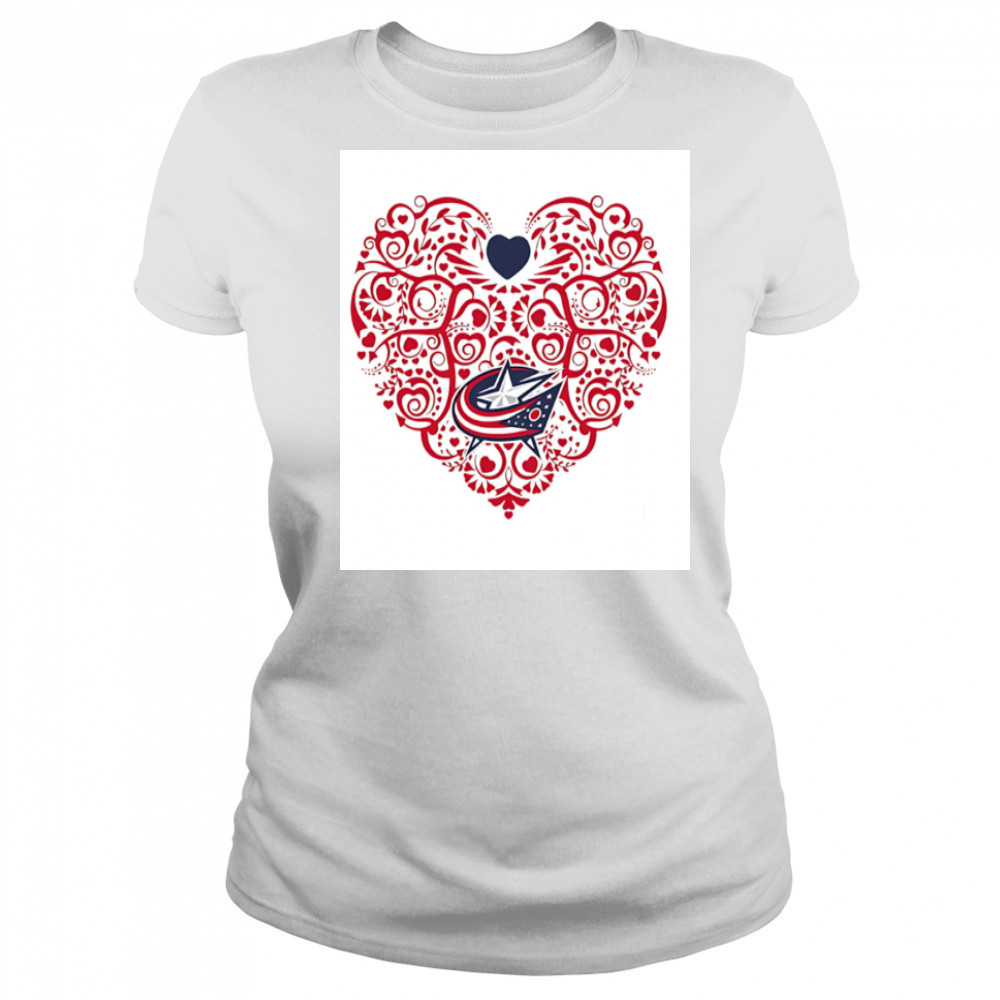Columbus Blue Jackets Floral Pattern Heart logo shirt Women's T-shirt