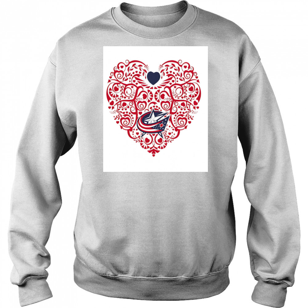 Columbus Blue Jackets Floral Pattern Heart logo shirt Hoodie
