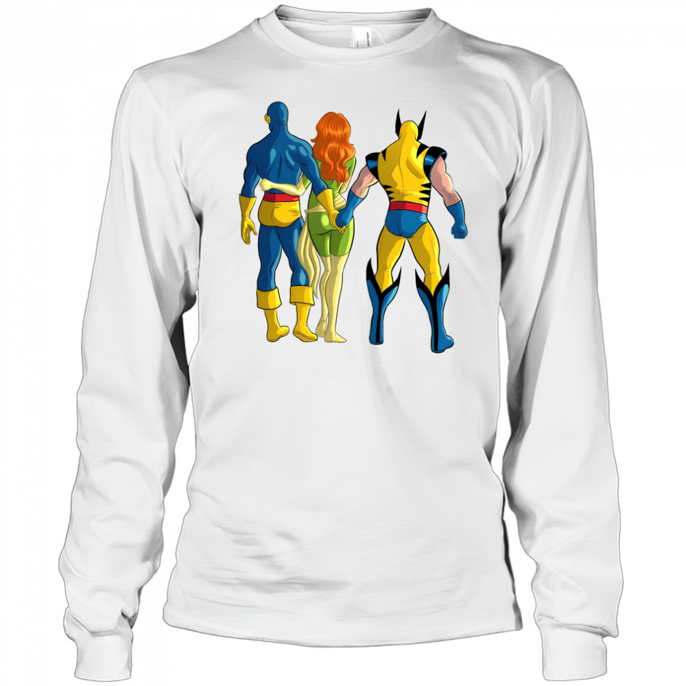 Cyclops and Wolverine cheating behind Jean Grey shirt Long Sleeved