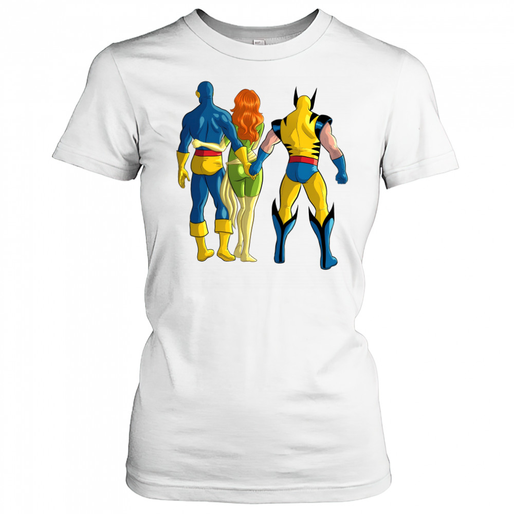 Cyclops and Wolverine cheating behind Jean Grey shirt Women's T-shirt