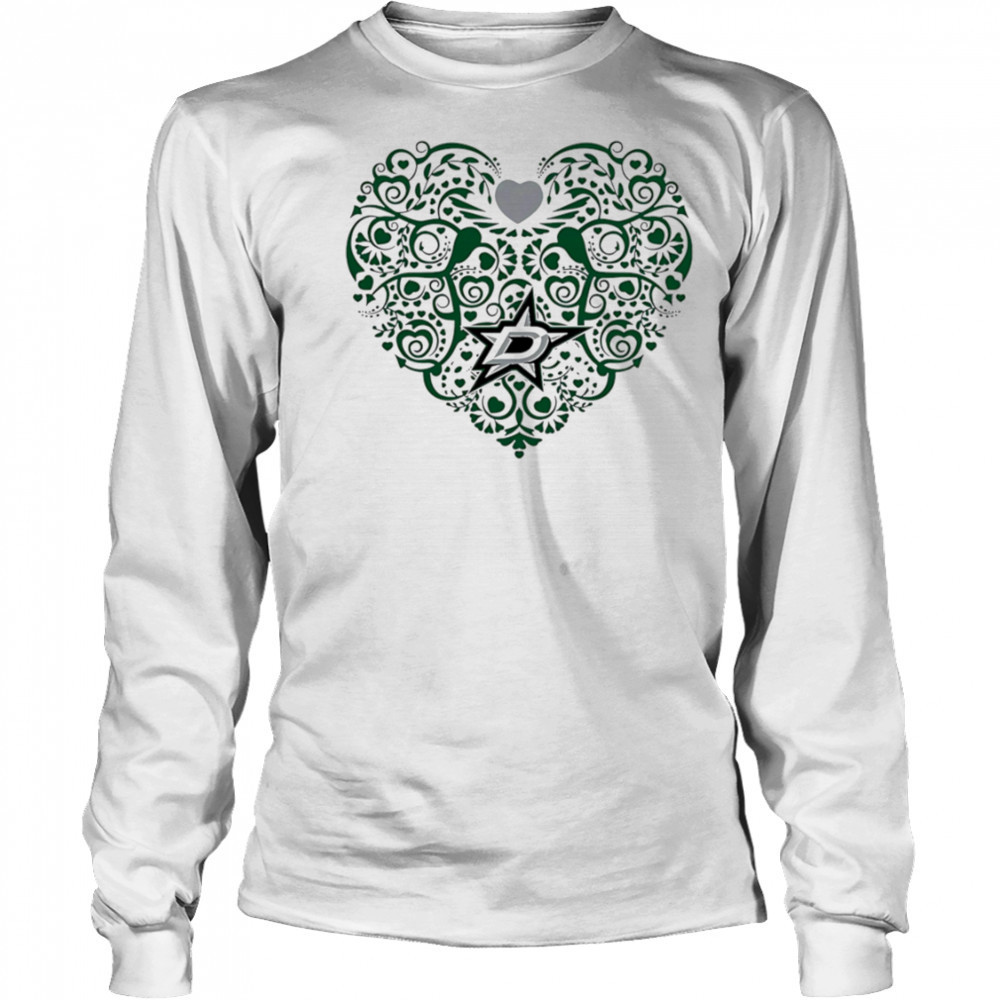 Dallas Stars Floral Pattern Heart logo shirt Long Sleeved