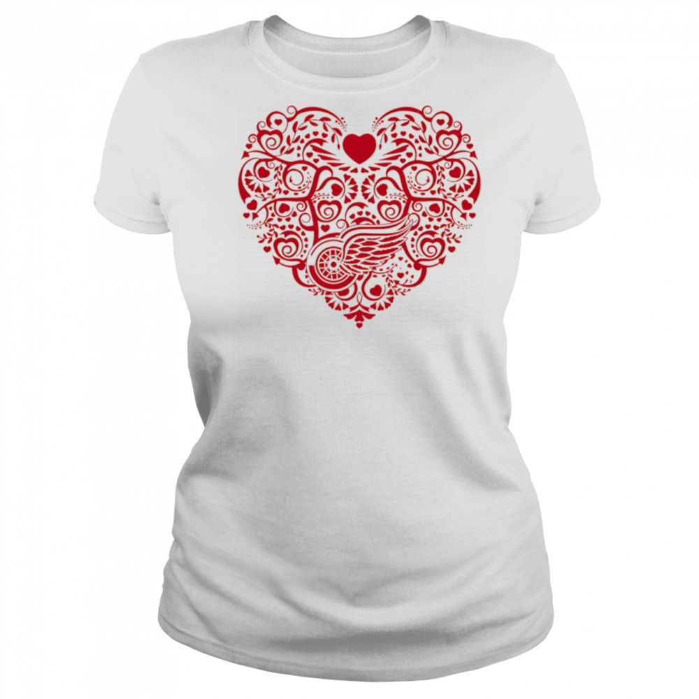 Detroit Red Wings Floral Pattern Heart logo shirt Women's T-shirt