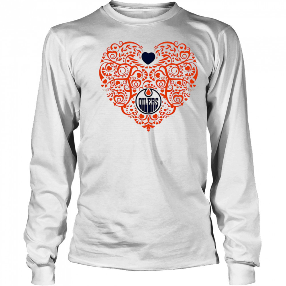 Edmonton Oilers Floral Pattern Heart logo shirt Long Sleeved