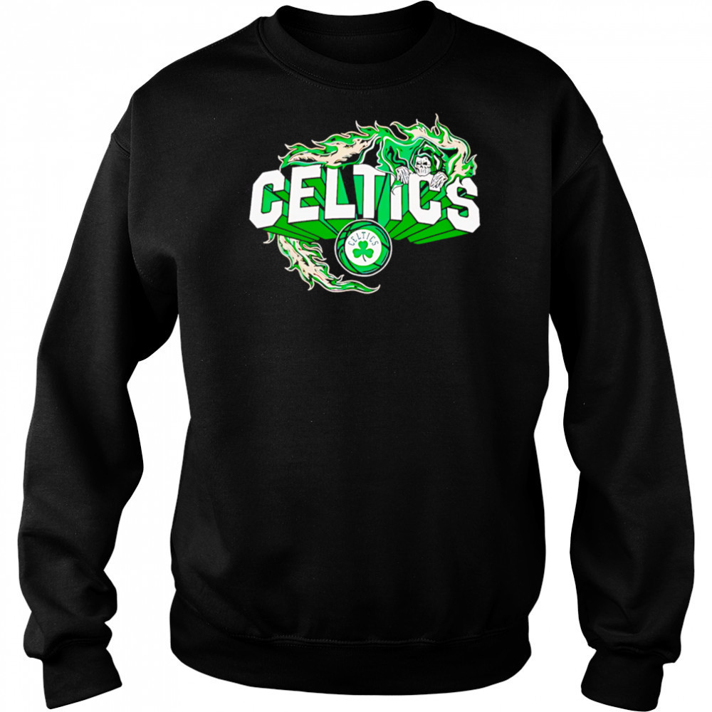 Flaming Grim Reaper Boston Celtics logo shirt Hoodie