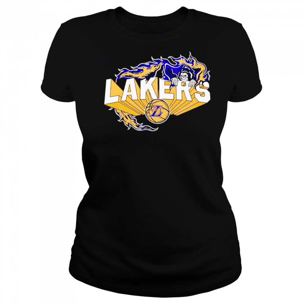 Flaming Grim Reaper Los Angeles Lakers logo shirt Women's T-shirt