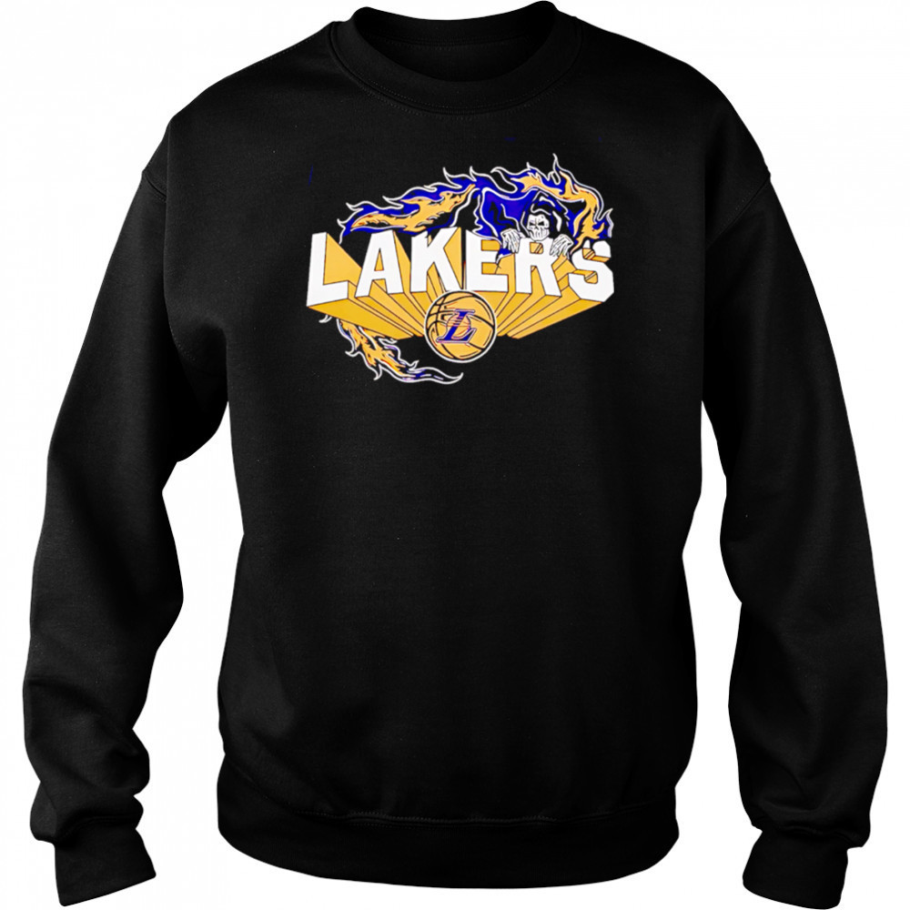 Flaming Grim Reaper Los Angeles Lakers logo shirt Hoodie