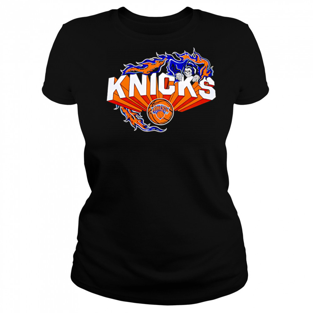 Flaming Grim Reaper New York Knicks logo shirt Women's T-shirt