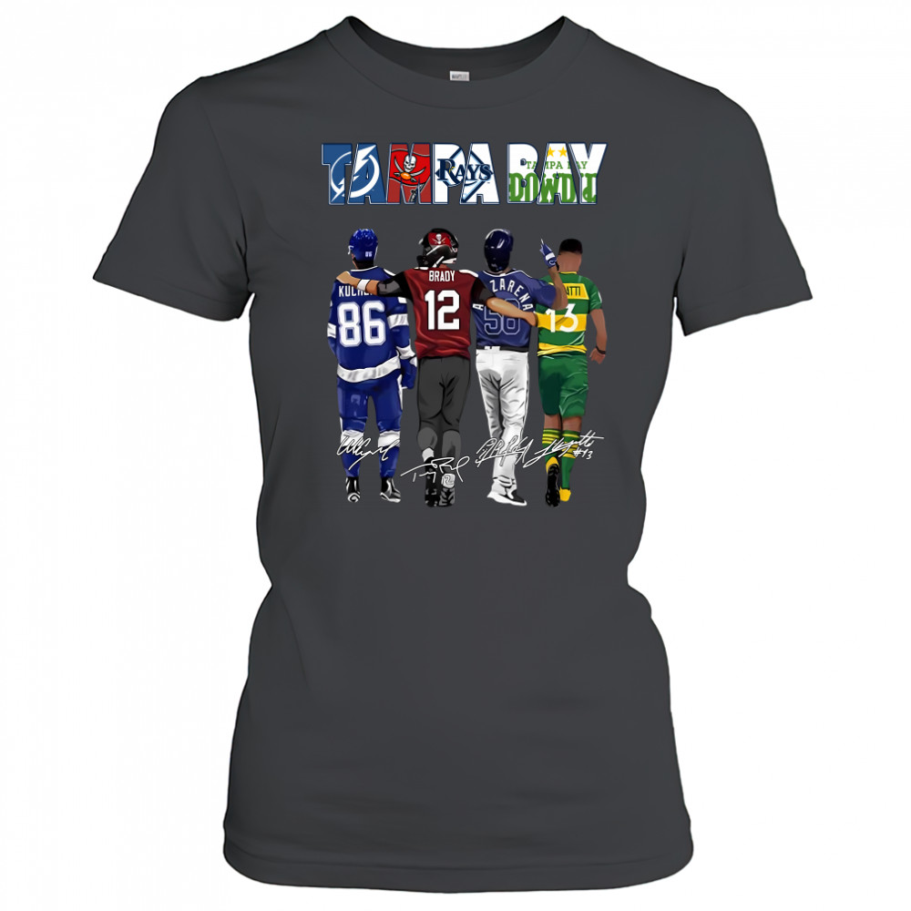 Hot 2023 Tampa Bay Rays Tampa Bay Buccaneers Tampa Bay Lightning Tampa Bay Rowdies Signatures Shirt Women's T-shirt