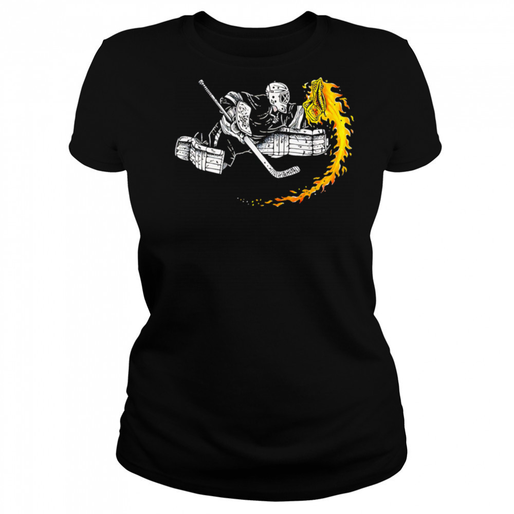 Ice Hockey Goalie Hot Glove on Fire shirt Women's T-shirt