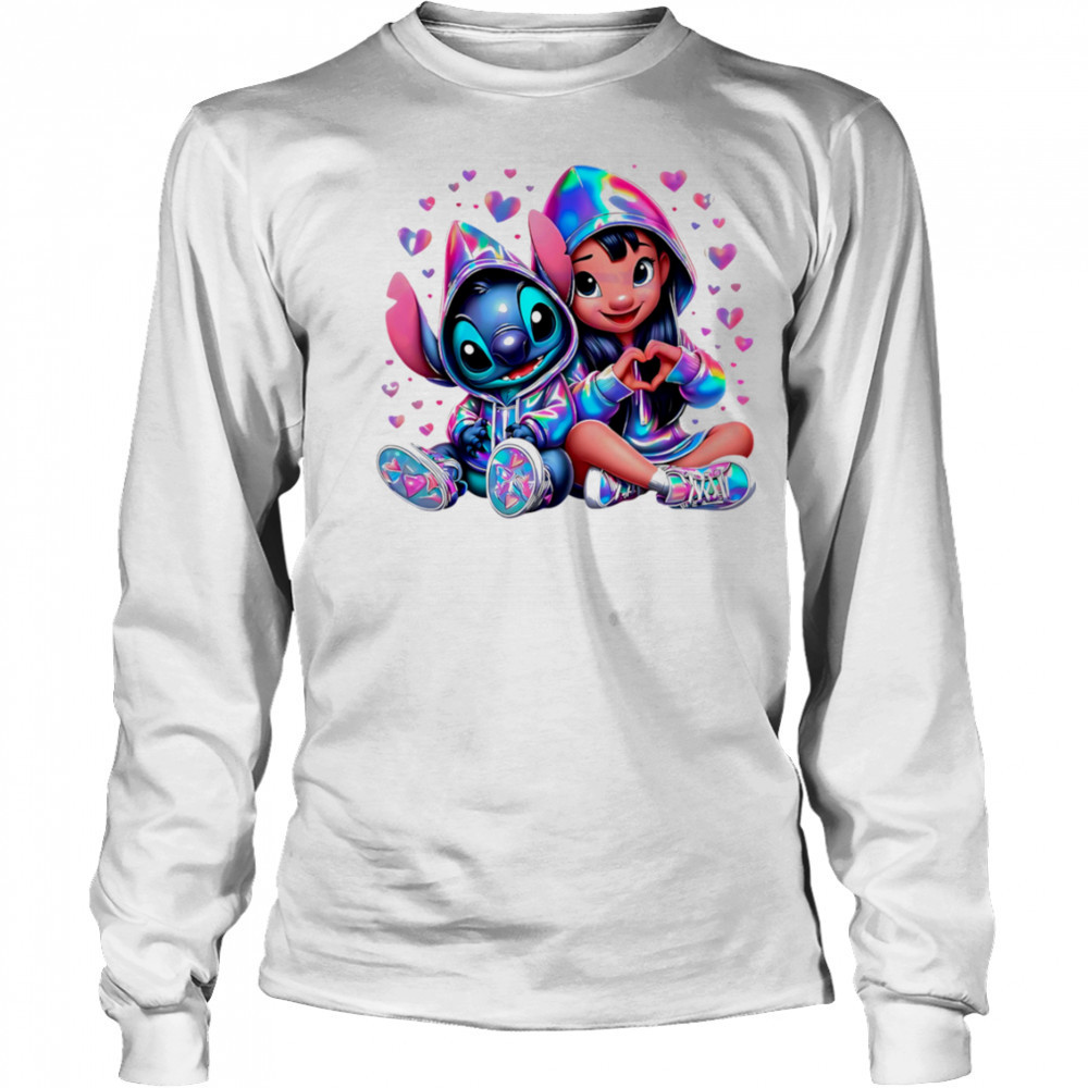Love Lilo And Stitch Neon Clipart shirt Long Sleeved