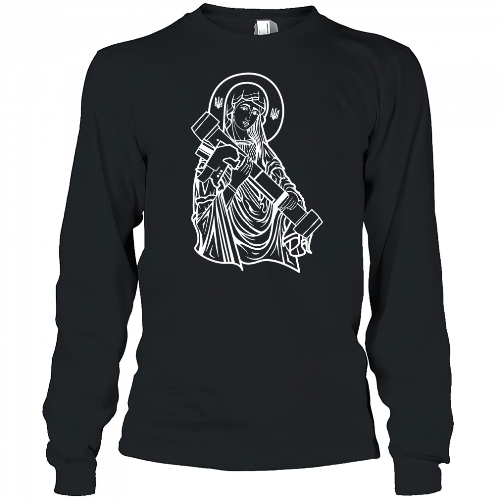 Made in ukraine saint javelin outline t-shirt Long Sleeved