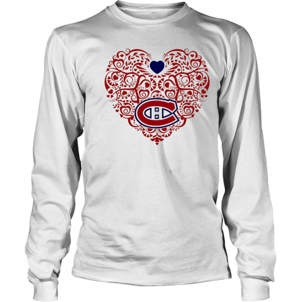 Montreal Canadiens Floral Pattern Heart logo shirt Long Sleeved