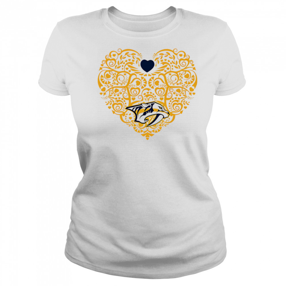 Nashville Predators Floral Pattern Heart logo shirt Women's T-shirt