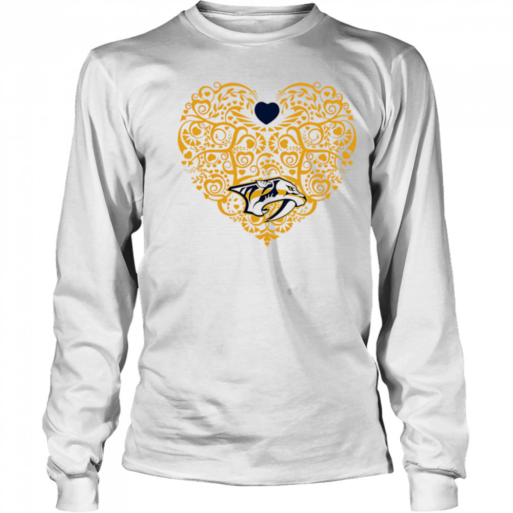 Nashville Predators Floral Pattern Heart logo shirt Long Sleeved