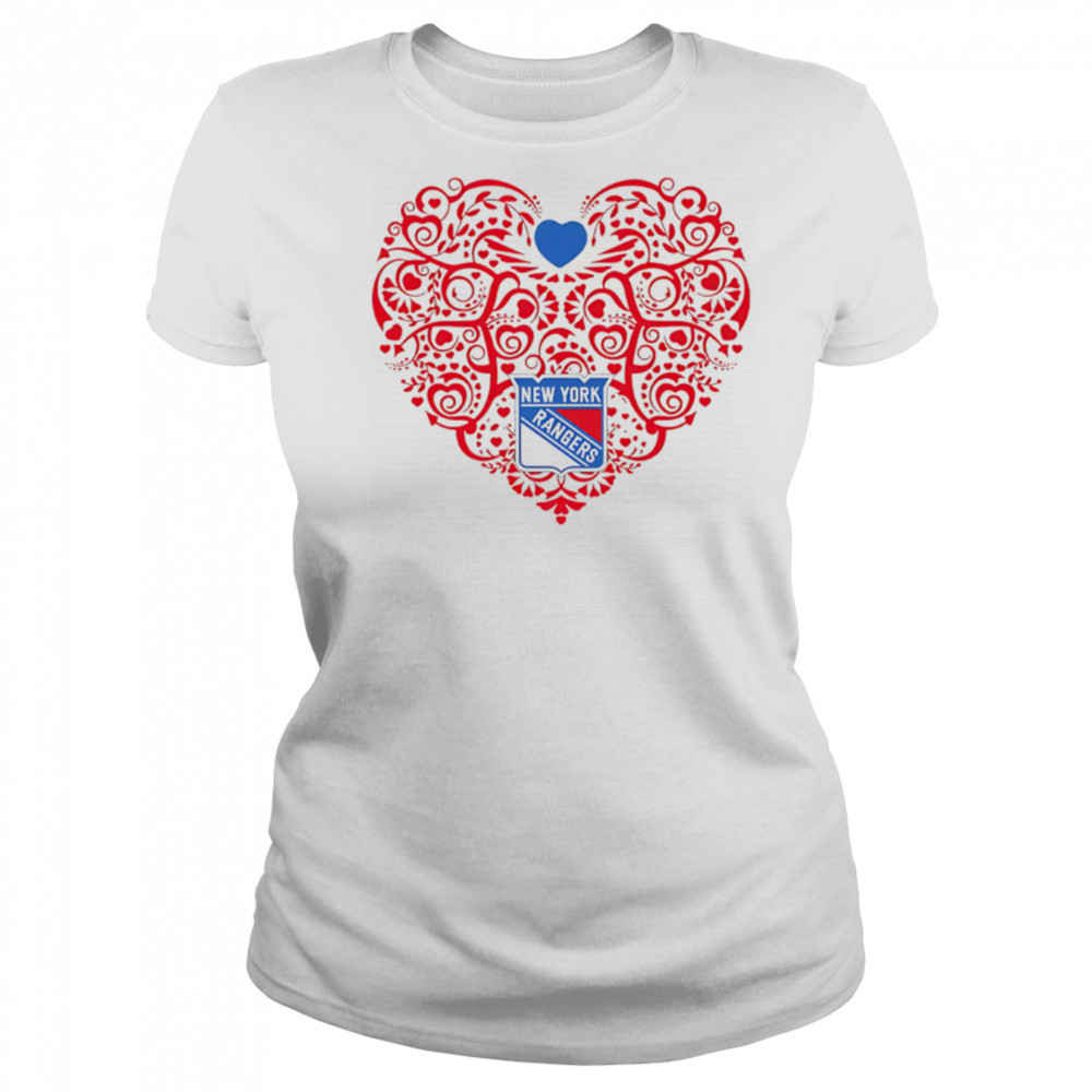 New York Rangers Floral Pattern Heart logo shirt Women's T-shirt