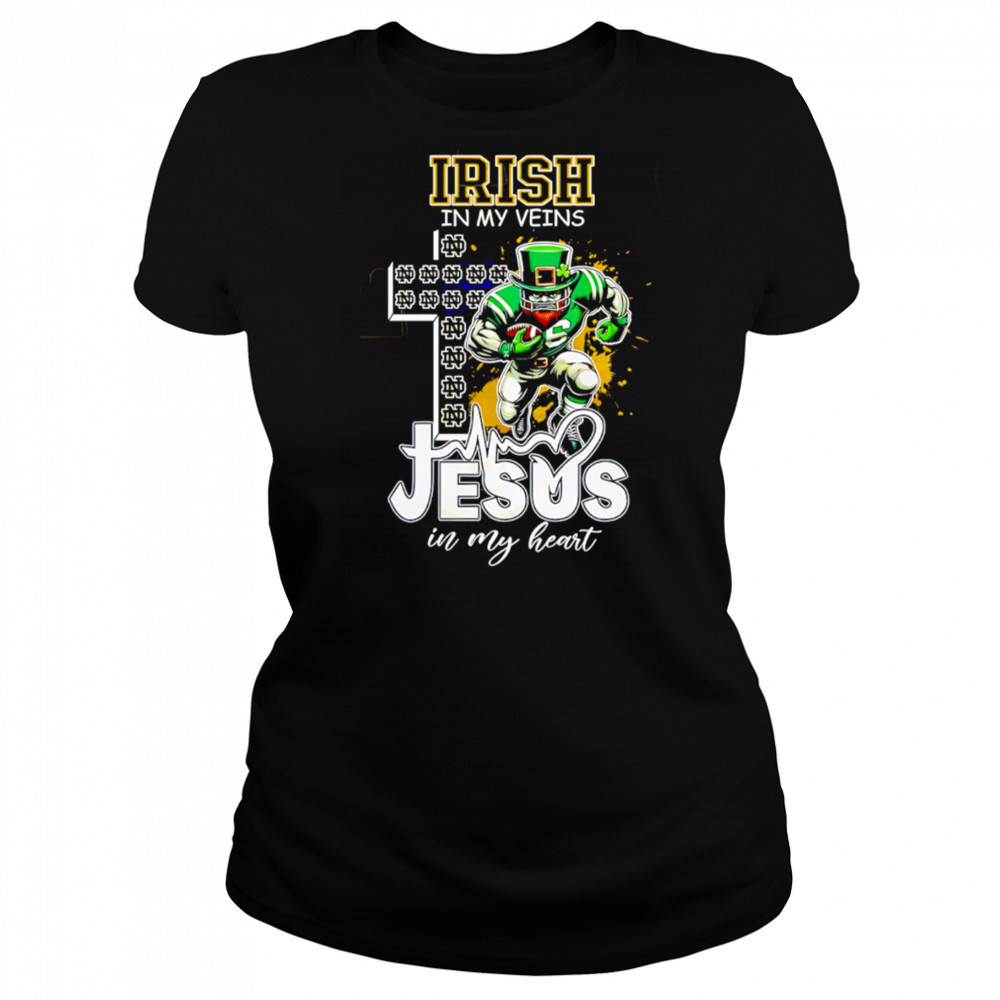 Notre Dame Fighting Irish In My Veins Jesus In My Heart shirt Women's T-shirt