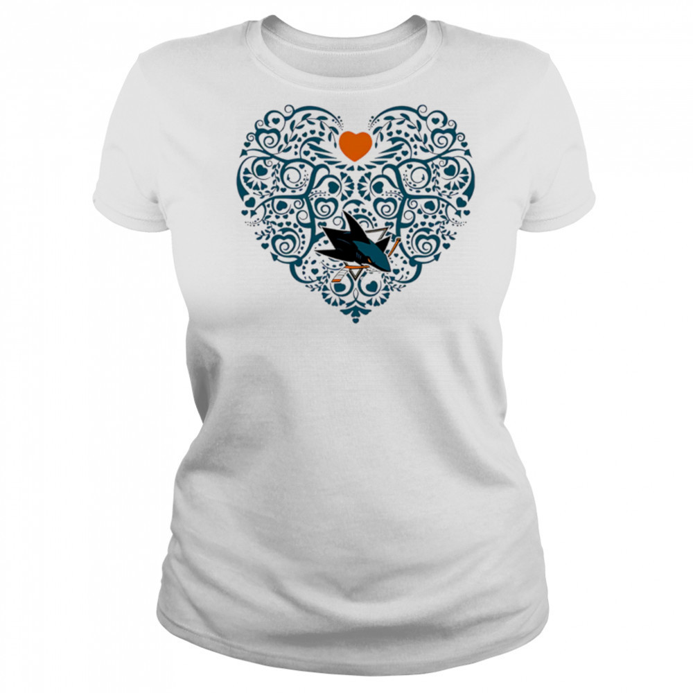 San Jose Sharks Floral Pattern Heart logo shirt Women's T-shirt