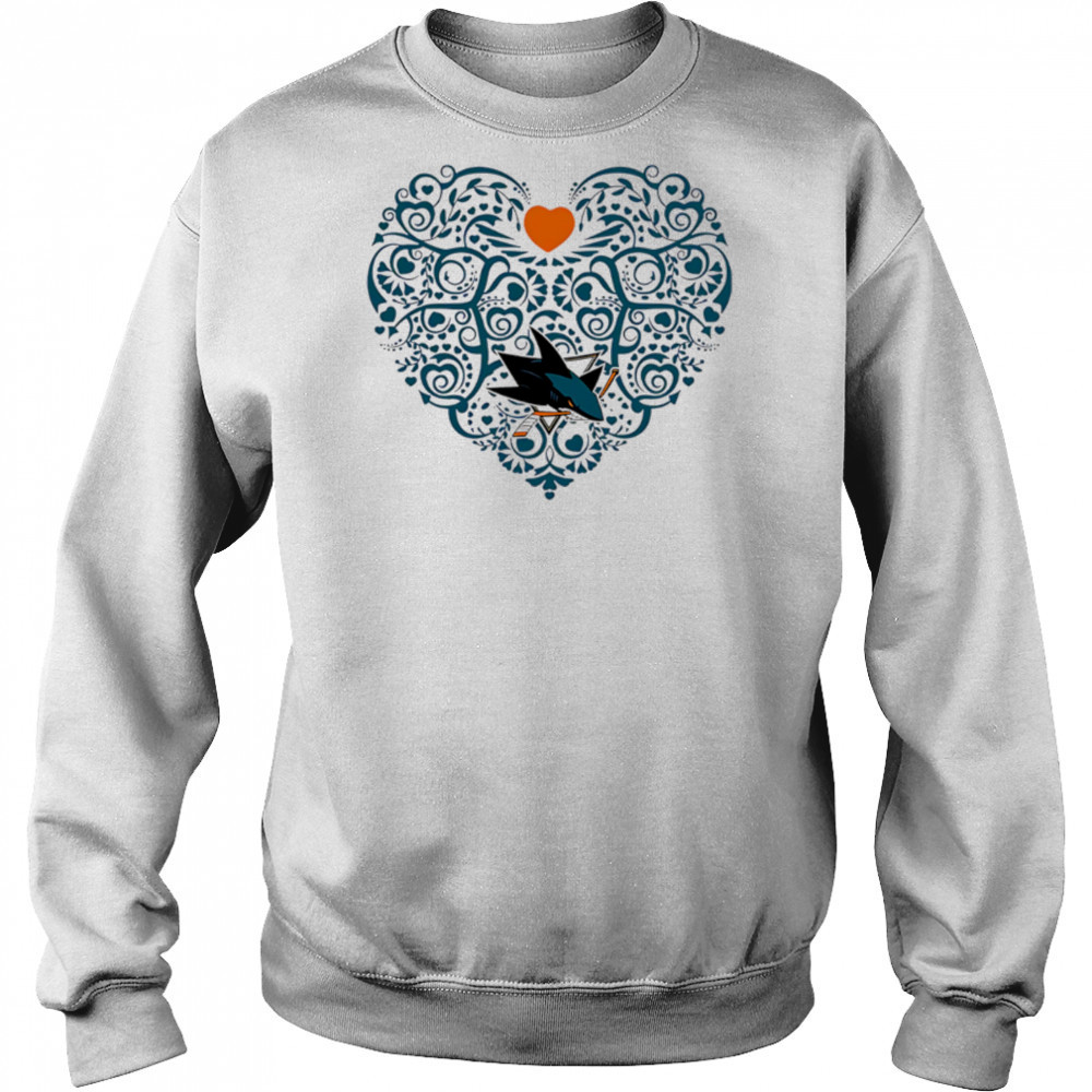 San Jose Sharks Floral Pattern Heart logo shirt Hoodie